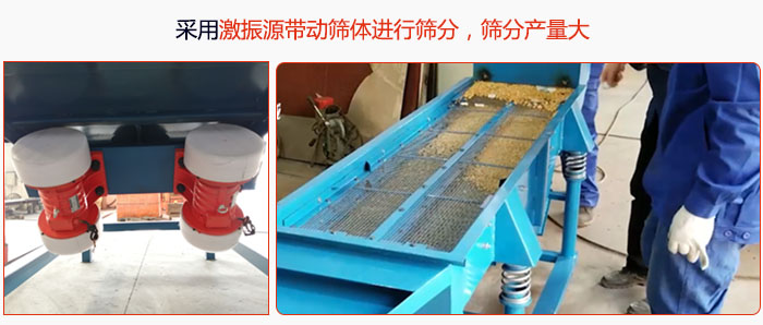 采用激振源帶動篩體進行篩分，篩分產(chǎn)量大。
