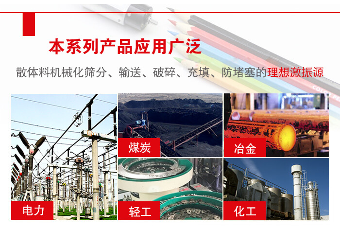 yzs振動(dòng)電機(jī)多用于物料的篩分，輸送（短距離），破碎，充填等作用。