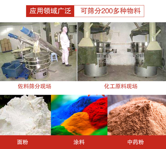 不銹鋼振動篩應(yīng)用領(lǐng)域廣泛可篩分200多種物料。